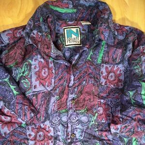 Vintage In Private Abstract Pattern Silk Hawaiian Shirt